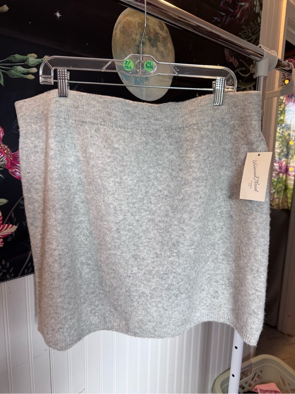 Cozy Light Gray Knit Mini Skirt - universal thread